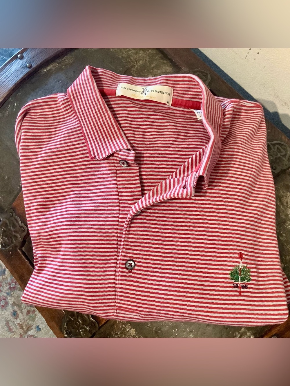 Fairway & Greene Red and White Striped LS Polo Pima Cotton Sz XXL